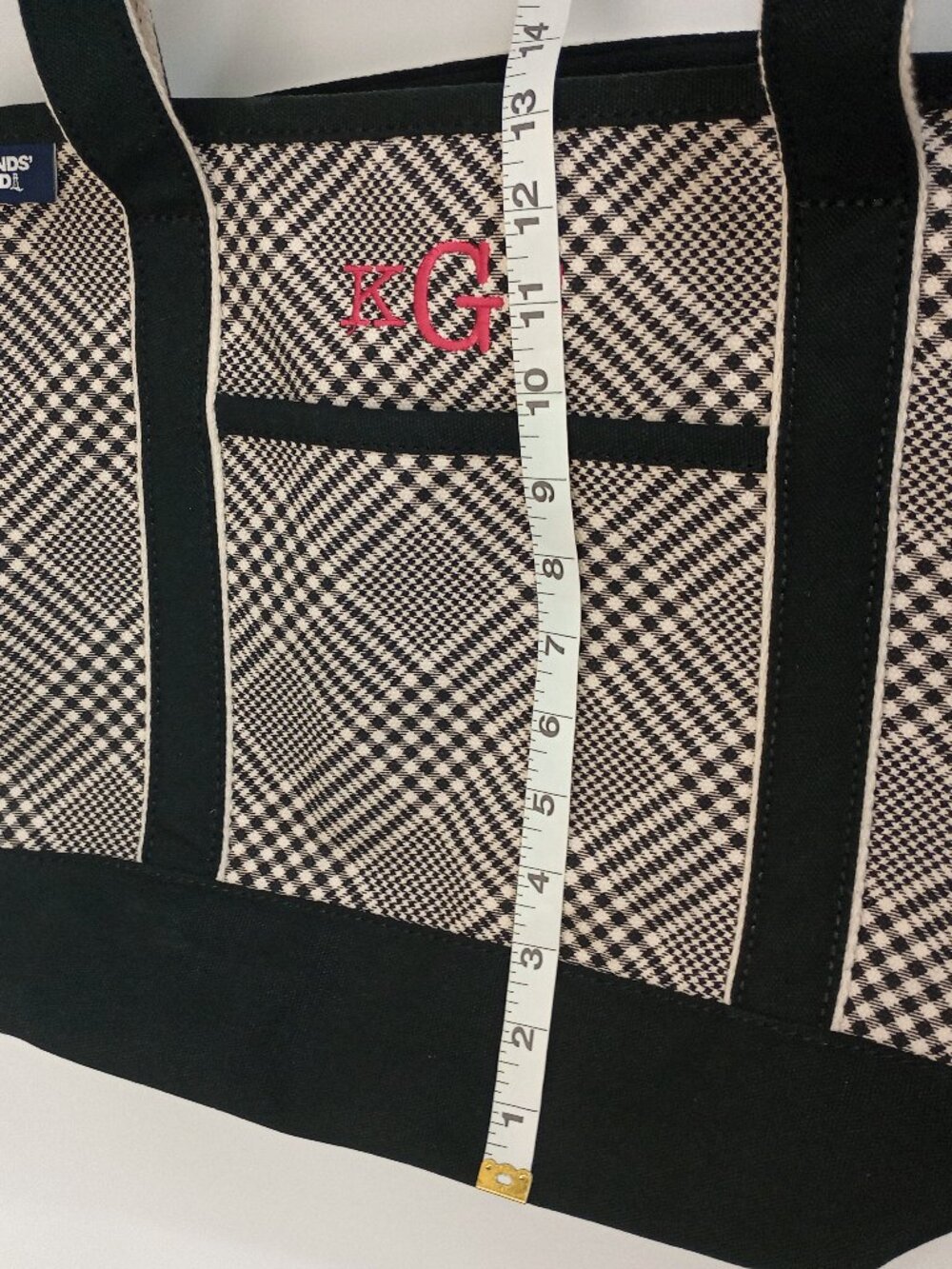 Lands' End Plaid Canvas Tote Bag Monogrammed KGc - Picture 15 of 15
